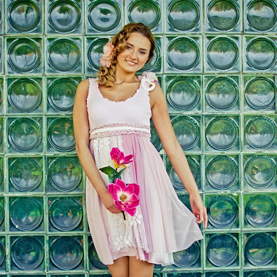 زفاف - Upcycled Wedding Bohemian Rustic Bridesmaid Dress Dusty Pink Cream Ivory Floral Short Tattered Repurposed Recycled