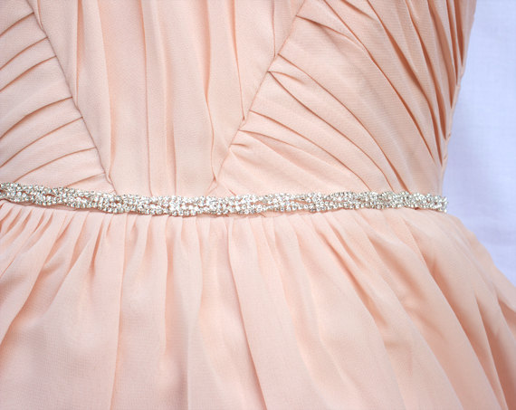 Mariage - Thin Bridesmaids Belt Bridal Belt Bridal headband Wedding Belt Crystal Rhinestone Belt Pink Bridal Sash belt Dressy Belt
