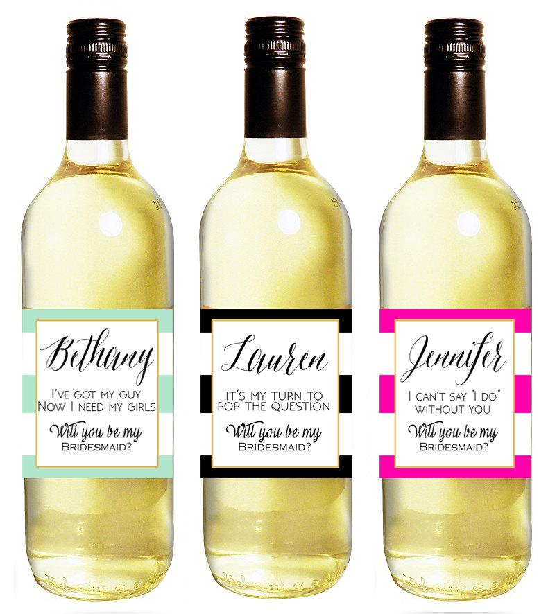 Wedding - Wine Labels for Bridesmaids Gift - Will you be my bridesmaid Proposal - Bridesmaid Wine Labels