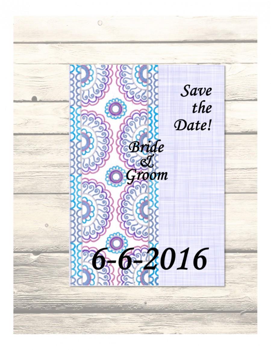 Wedding - Purple Persian Lace Wedding "Save the Date" Cards Customizable - Printable Digital Download