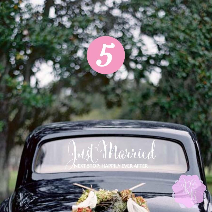 Wedding - Just Married Next Stop Happily Ever After Wedding Car Window Decal Multiple Styles Wedding Decoration Wedding Gift Wedding Decal Style 5-8