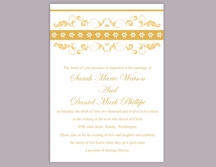 Mariage - DIY Wedding Invitation Template Editable Word File Instant Download Printable Invitation Floral Wedding Invitation Elegant Gold Invitations