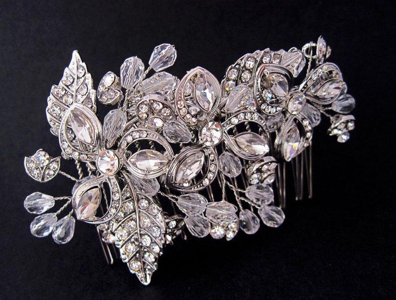 Hochzeit - Spectacular bridal Swarovski hair comb, Vine leaf design wedding headpiece,Crystal Swarovski hair comb,Wedding hair accessories,