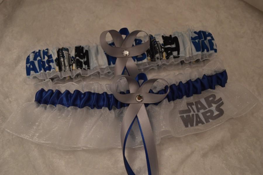 Hochzeit - NEW Handmade wedding garters keepsake and toss STAR WARS wedding garter set