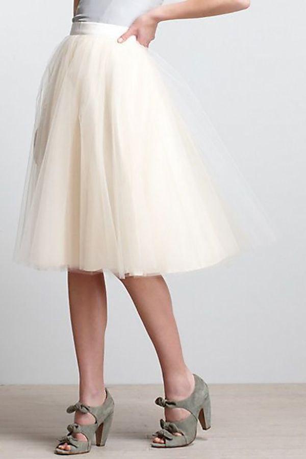Wedding - Designer Trade Women's Fashion Wedding Bridesmaid Bridal Ivory Lined Tulle Tutu Knee Length Skirt Custom Made to Order in the USA