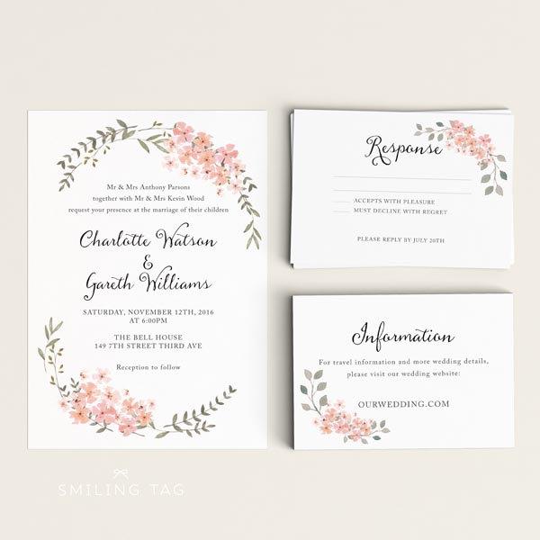 Свадьба - Printable Wedding Invitation Printable - Floral Wedding Invitation Download - Ready to Print PDF - Letter or A4 Size (Item code: P668)