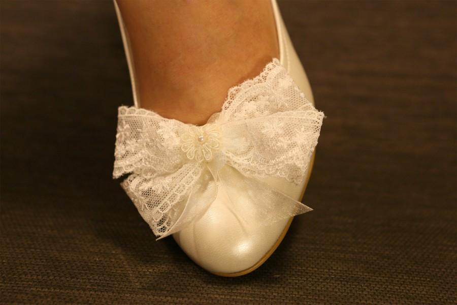 Свадьба - Wedding Shoes, Ivory Wedding Shoes, Low  Heel Wedges , Ivory Wedges, Lace Bow , Ivory Shoes, Comfortable  Wedding Shoes , Engagement Shoes