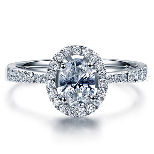 Hochzeit - Forever Brilliant Oval Moissanite Engagement Ring with Diamonds 950 Platinum Setting Diamond Ring