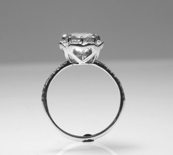 زفاف - Morgniit Halo Engagement Ring in 14k White Gold (Wedding Set Available) Fine Jewelry Diamond Wedding Rings Unusual Different Solid