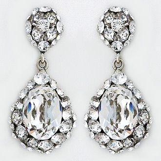 Hochzeit - Diana Crystal Pear-Drop Earrings
