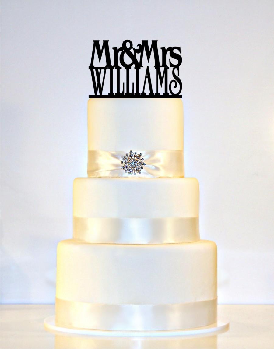 Свадьба - Wedding Cake Topper Or Sign Monogram  personalized with "Mr & Mrs" and YOUR Last Name