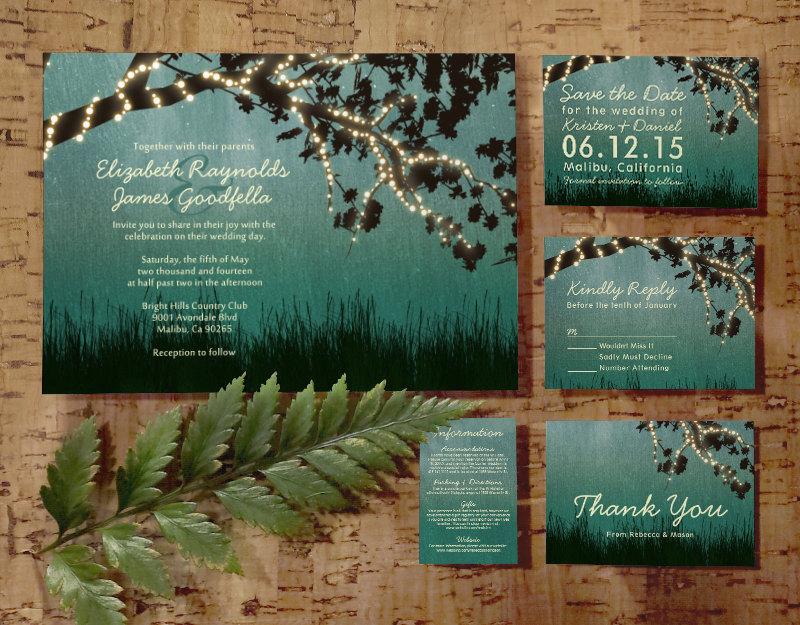 Mariage - Garden Lights Wedding Invitation Set/Suite, Printed/Printable Wedding Invitations/Invites, Save the date, RSVP, Thank You Cards,Digital/PDF