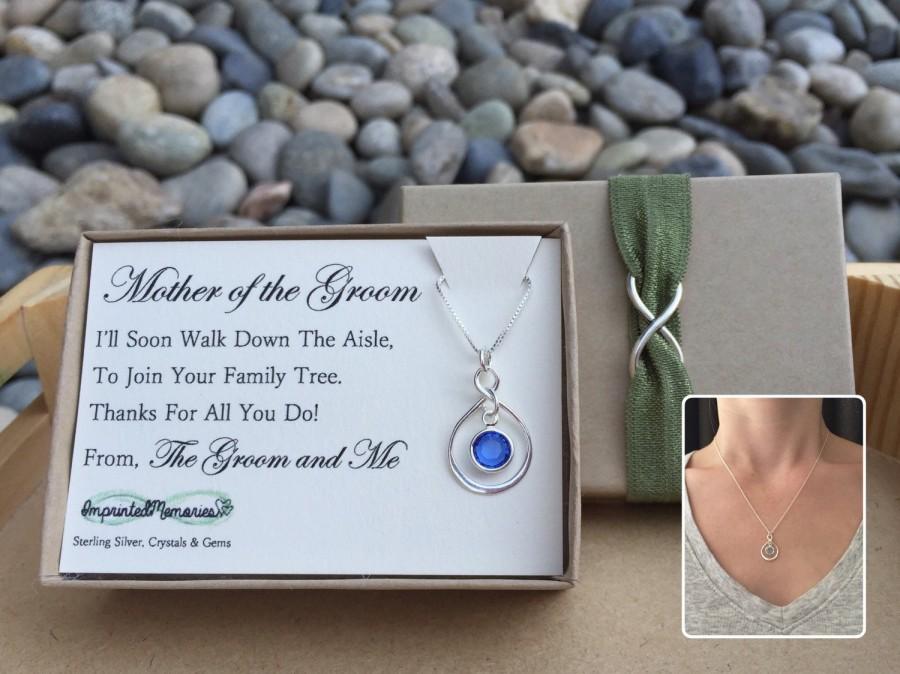 Wedding - Mother of the groom gift necklace - sterling silver crystal - thank you gift - Wedding parent gift from Bride - mother of the bride gift