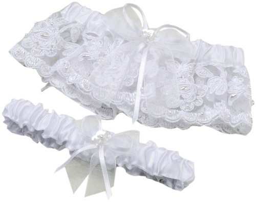 Mariage - Lace Pearl Garter Set