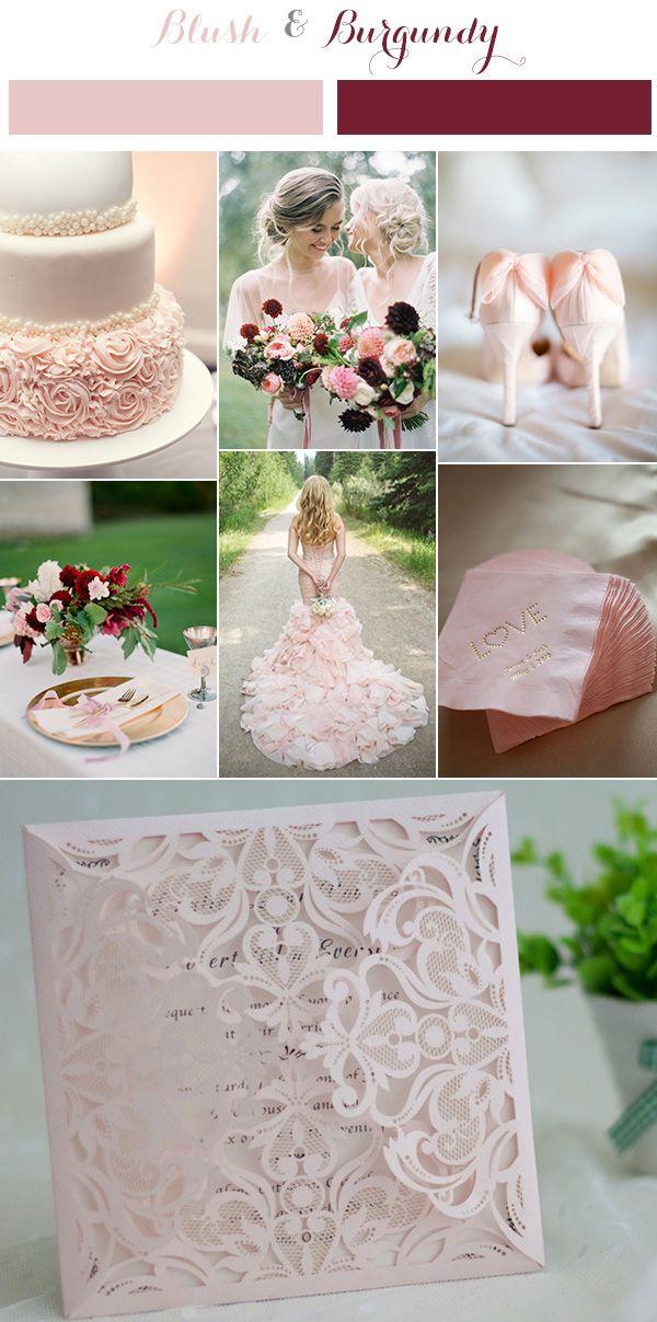 Mariage - Affordable Blush Pink Floral Laser Cut Wedding Invitation EWWS047