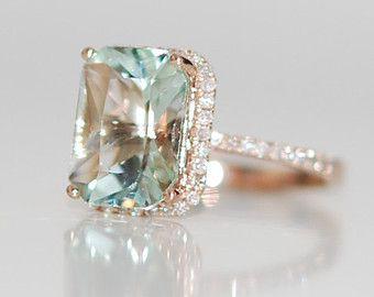 Hochzeit - Rose Gold Engagement Ring. Peach Sapphire 1.61ct Mauve Peach Sapphire 14k Rose Gold Diamond Ring