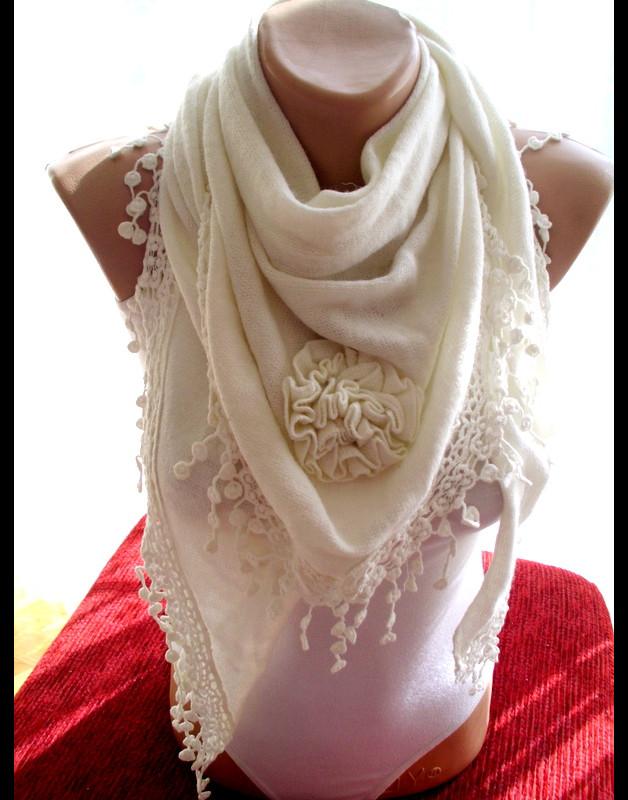 Mariage - wrap scarf , snow white knitted scarf,