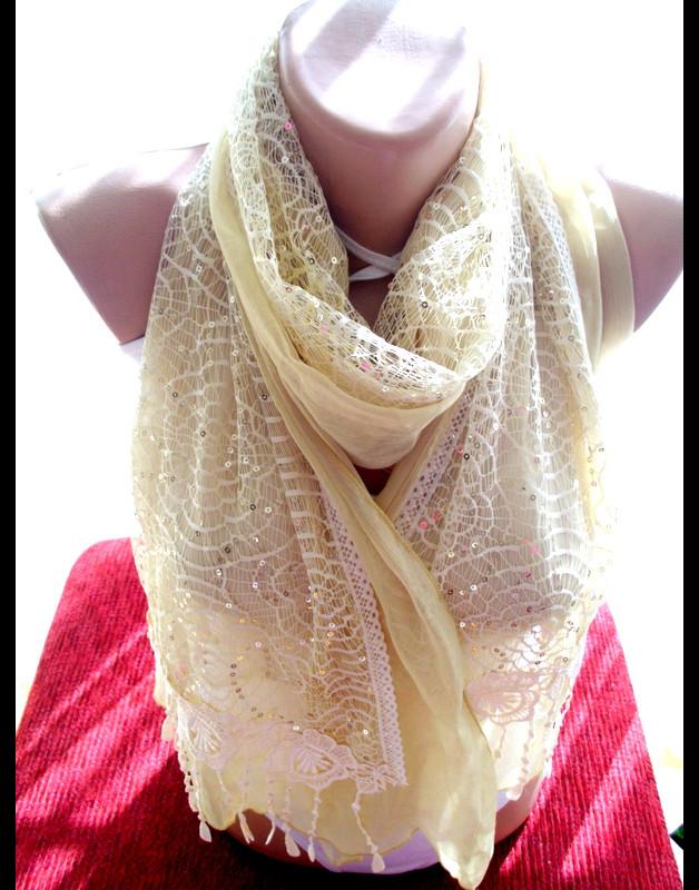 Свадьба - Champagne silver gray lace Scarf Wedding Scarf