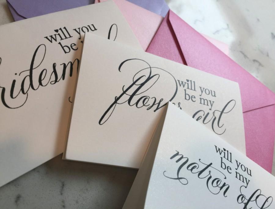 Wedding - Bridesmaid cards, flower girl cards, matron of honor cards, will you be my cards, letterpress