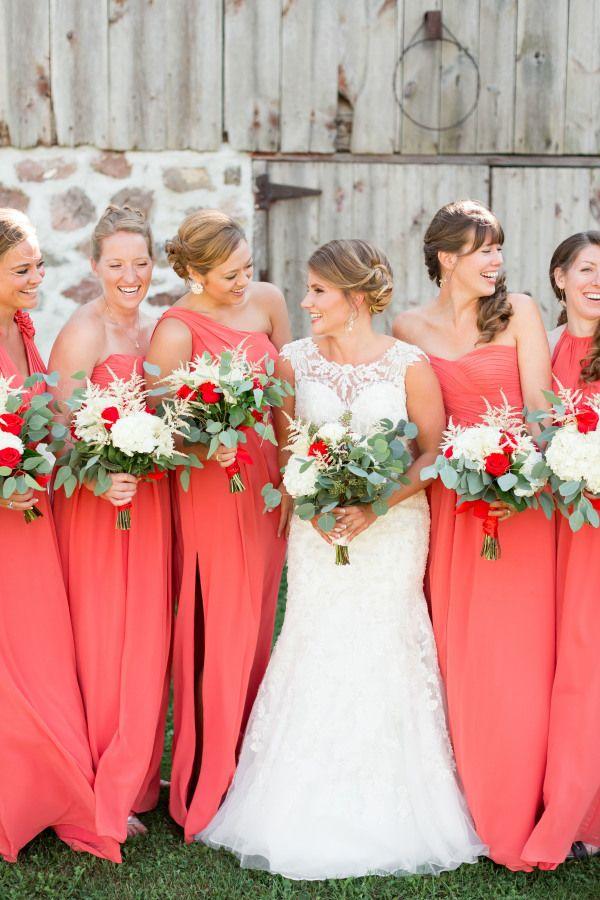 Mariage - Coral   Red DIY Central Wisconsin Barn Wedding