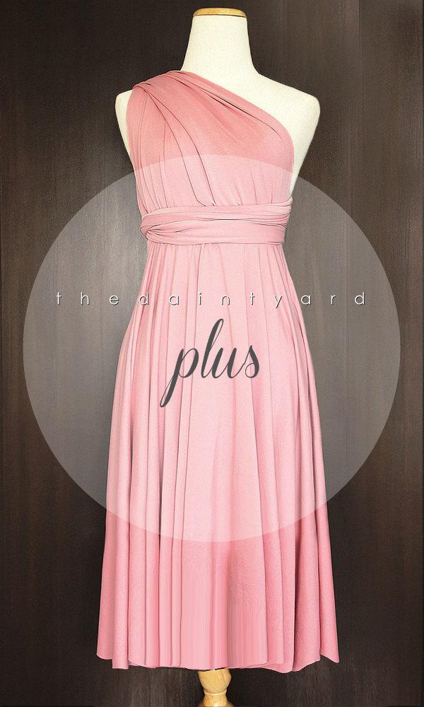 Wedding - PLUS SIZE Short Straight Hem Blush Bridesmaid Dress Convertible Dress Infinity Dress Multiway Dress Wrap Dress Pink Dress Plus Size Dress