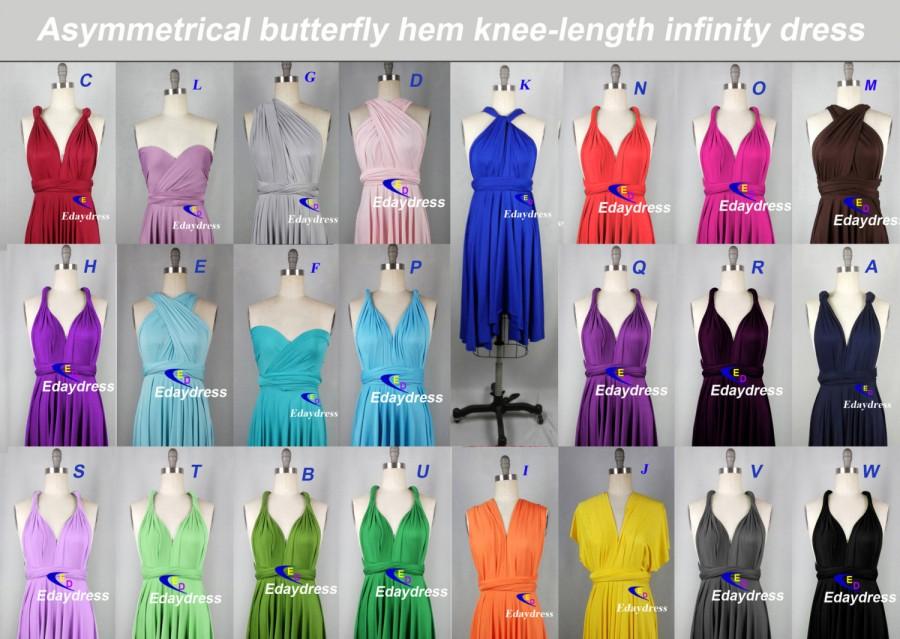 Hochzeit - Summer Multiway Butterfly Hem Short Tea Knee Length Wedding Bridesmaid Dress Convertible Infinity Wrap Dress