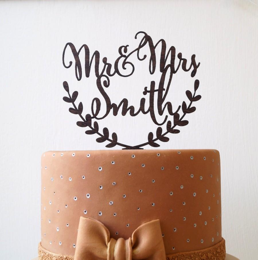 Mariage - Personalized wedding cake topper, Mr and Mrs custom cake topper, rustic wedding cake topper, names cake topper
