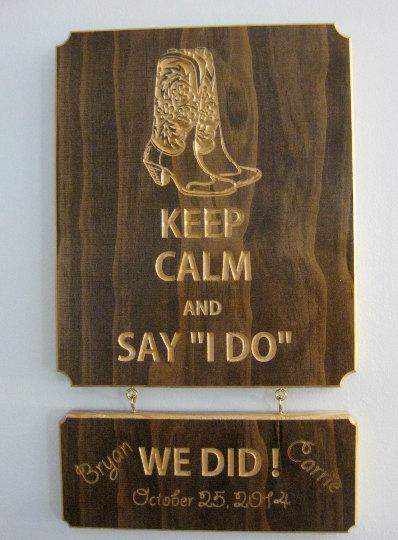 Wedding - Rustic Wedding Decoration Keep Calm I Do Wedding Vows Personalized Name Sign Cowboy Boot Bride Wedding Reception Name Sign Western Married