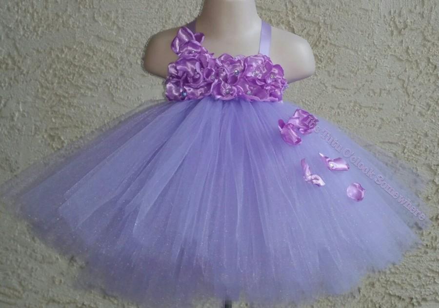 Mariage - Choose Your Colors Here!, Flower Girl Tutu Dress With Handmade Singed Petals, Newborn-24M (Headband Sold Separately), Larger Sizes Available
