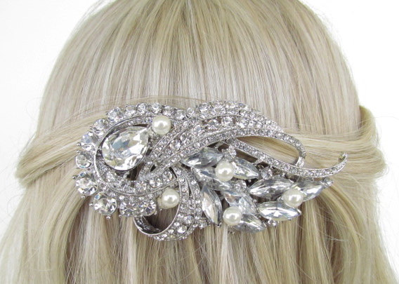 Hochzeit - pearl hair comb, bridal hair comb, bridal hair accessories,rhinestone bridal comb,crystal wedding hair comb,wedding hair accessories