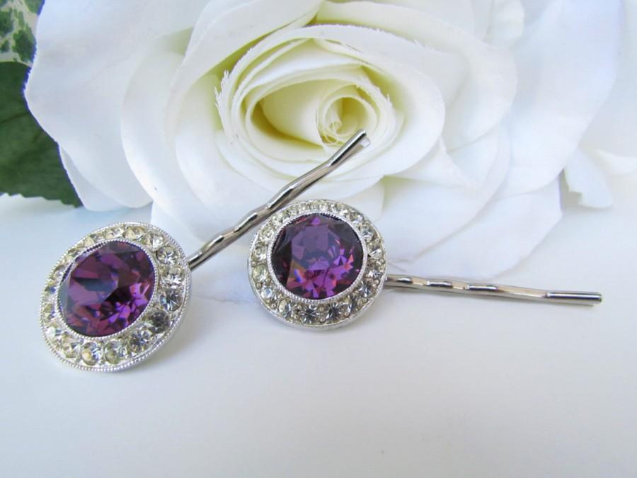 Свадьба - Purple Bridal Hair Comb, Purple Bridal Hair Pins, Purple Bridal Jewelry, Crystal Hair Pins, Purple Bridal Hair Accessories, Purple Wedding