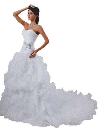 Hochzeit - Organza Beaded Sweetheart Lace Up Wedding Dress