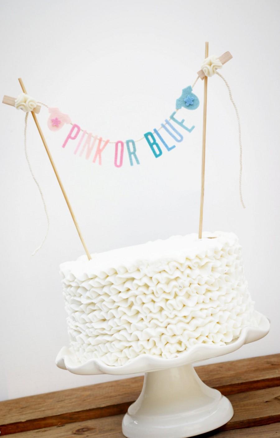 Hochzeit - Baby Shower Cake Banner, Baby Shower Cake Garland, Gender Reveal Cake Banner, Pink or Blue Cake Banner:  Blue and Pink