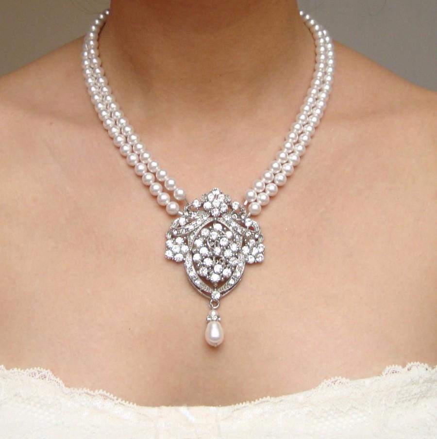 زفاف - Bridal Necklace, Statement Necklace, Pearl Necklace, Vintage Style Wedding Jewelry, Ivory Pearl Necklace, Great Gatsby Jewelry, JOSEPHINE
