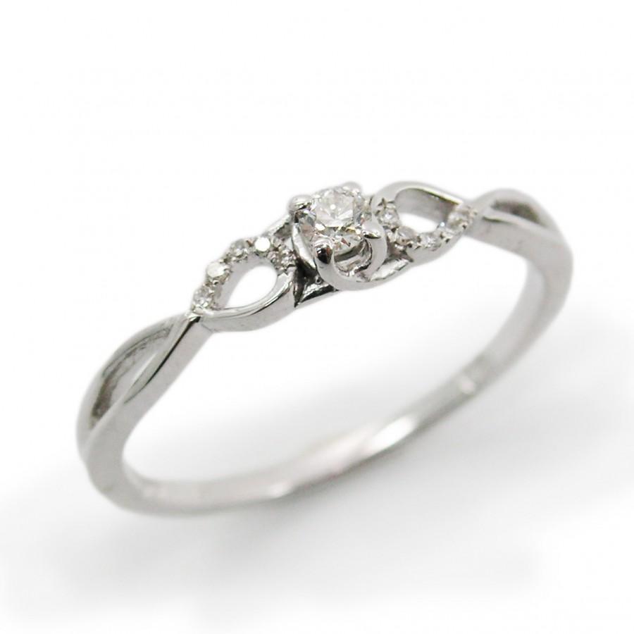 Wedding - 14K white gold engagement Ring. Diamond engagement ring. Classic engagement ring. Infinity engagement ring. Knot engagement ring.(r-13124xc)