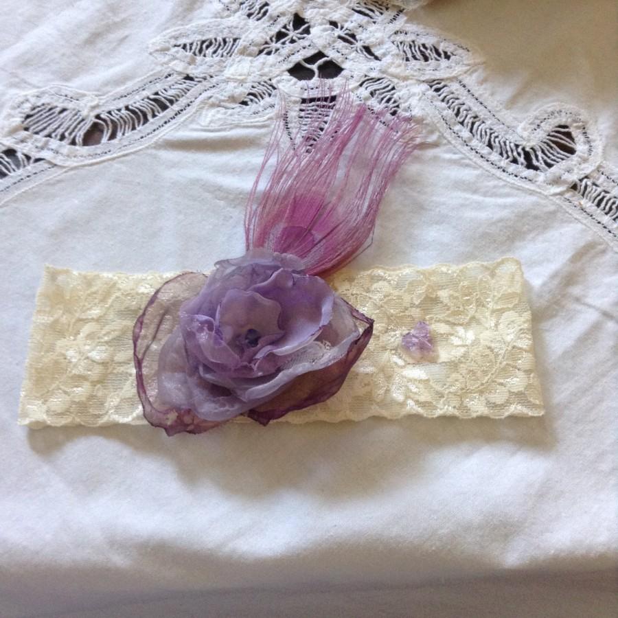 Свадьба - Shabby Chic Bridal Garter, Lilac, Purple and Ivory Wedding Garter, Wedding Accessory, Rustic Wedding