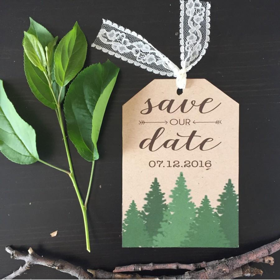 Hochzeit - Save the Date, Luggage Tag Save the Date Card, Mountain Save the Date, Woods Save the Date, Kraft Paper Save the Date, forest save the date