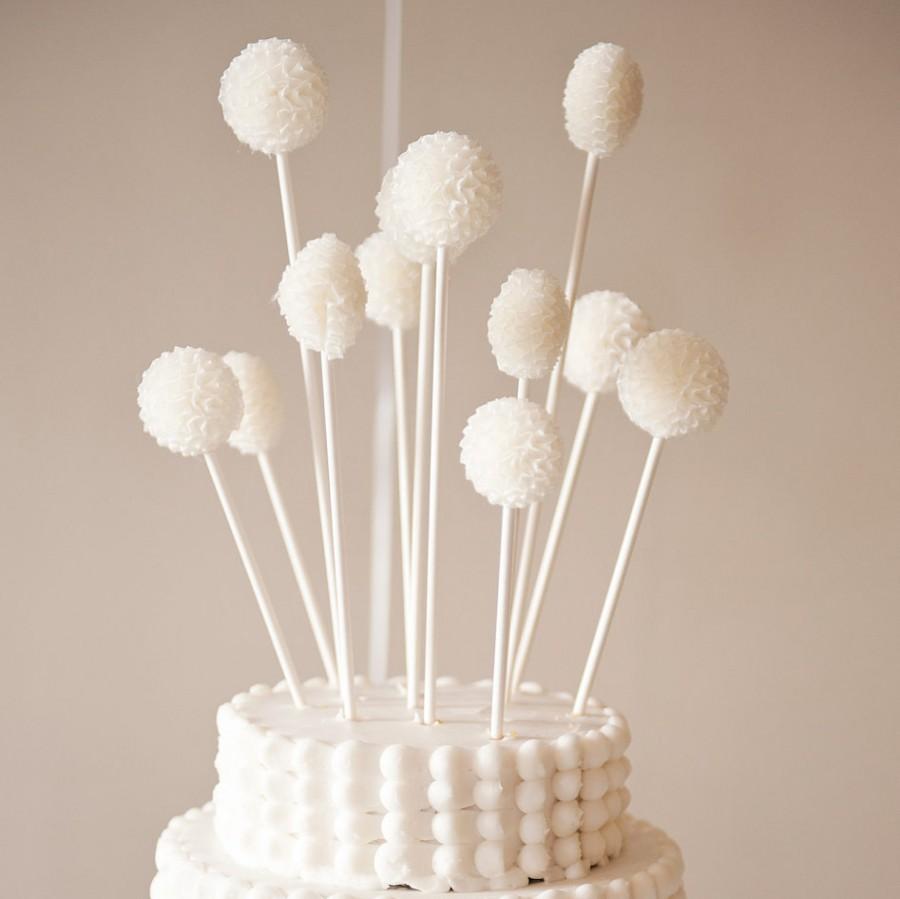 زفاف - Ivory Organza Wedding Cake Toppers - 6 pcs