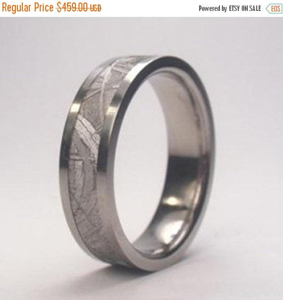 Свадьба - Wedding Sale Gibeon Meteorite Inlay Titanium Ring Alternative Wedding Band
