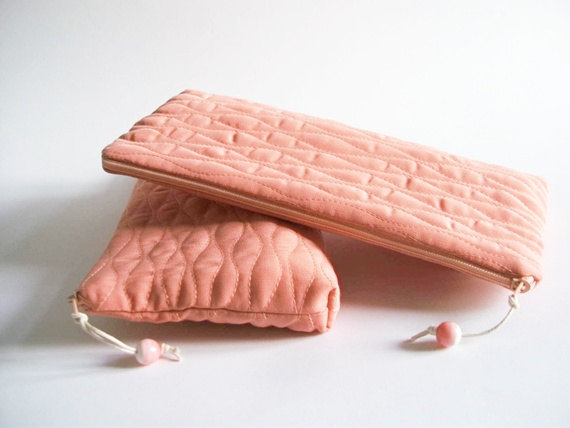 Wedding - Candy pink Wedding Clutches, Bridesmaids Gift Bags, Set of 7, Garden Wedding Purses, Bachelorette Party Gifts