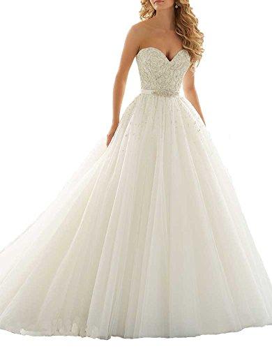 Hochzeit - Sweetheart Crystal Pearls Ball Gown Wedding Dress