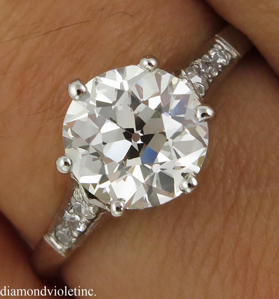 Mariage - 1.52ct Antique Vintage Art Deco Old European Diamond Engagement Wedding Platinum Ring EGL USA