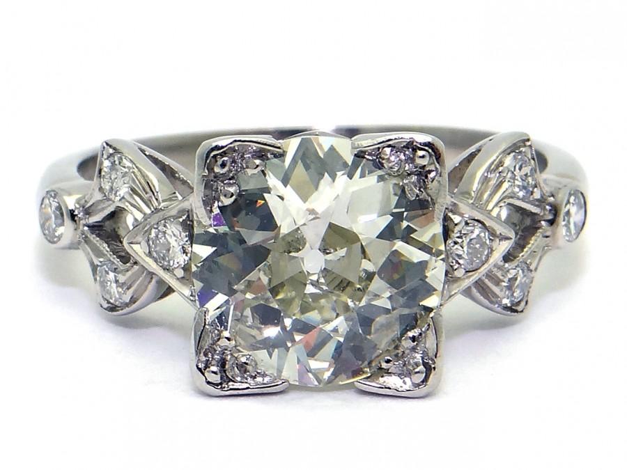 Wedding - Art Deco Platinum 2ct Round Old European Cut Diamond Filigree Engagement Anniversary Ring Size 6