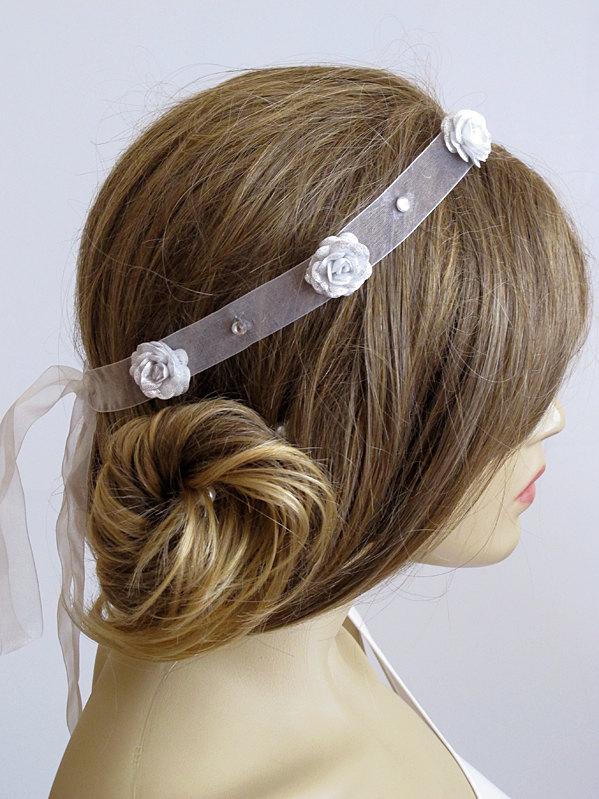 Wedding - Bridal Flowers Headband, Hairband, Wedding, Head Piece, crystal, Bridal hair, Bridesmaid Accessory, Flower, Headpiece, Hair accessory