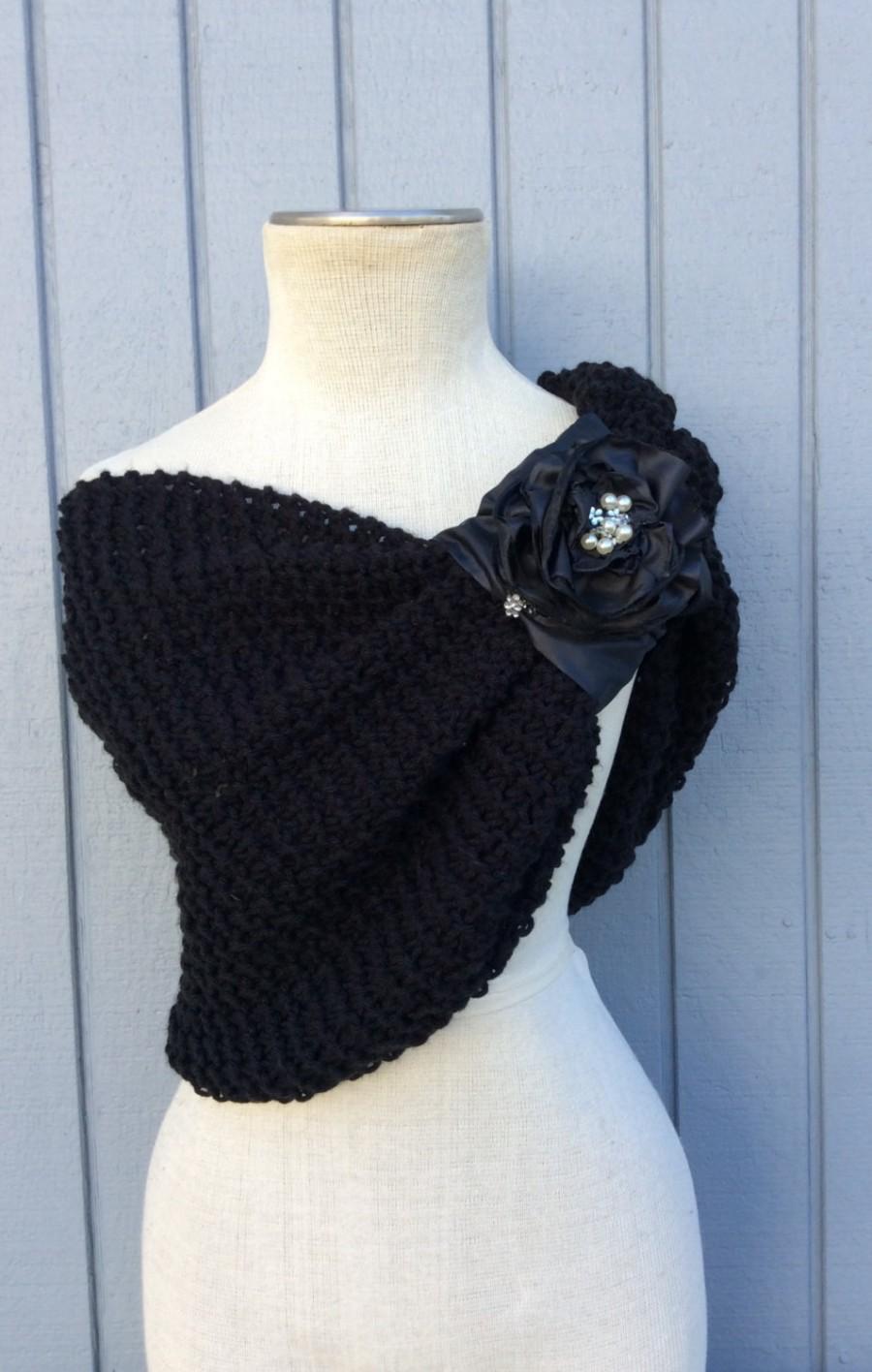 Mariage - Bolero,  Shawl, Bolero,   Wrap,  Wedding Shawl,Bridal Shrug,Black Shawl, Winter Wedding, Bridal Bolero, knithing   shawl, black bolero