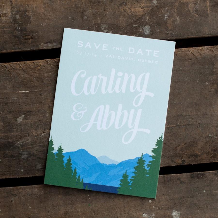 Wedding - Mountain Save the Date, Save the Date card - The Mountain Range - save the date postcard, eco, rustic save the date, woodland, lake, trees