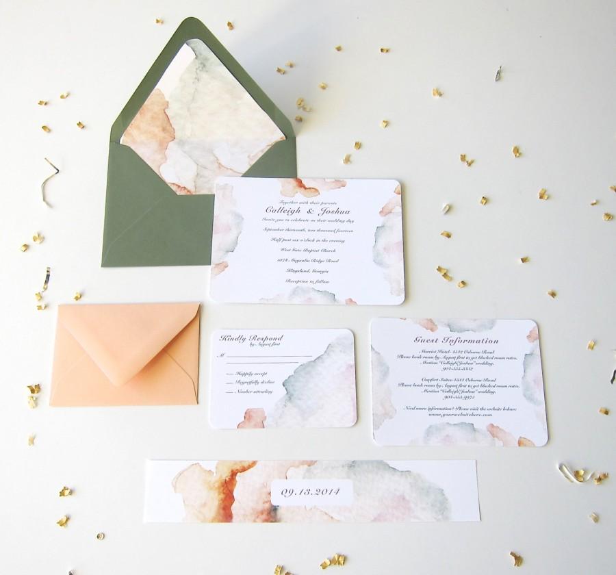 Свадьба - Printable Watercolor Wedding Invitation Suite - Digital Pastel Invitation-  Print Your Own Invitations