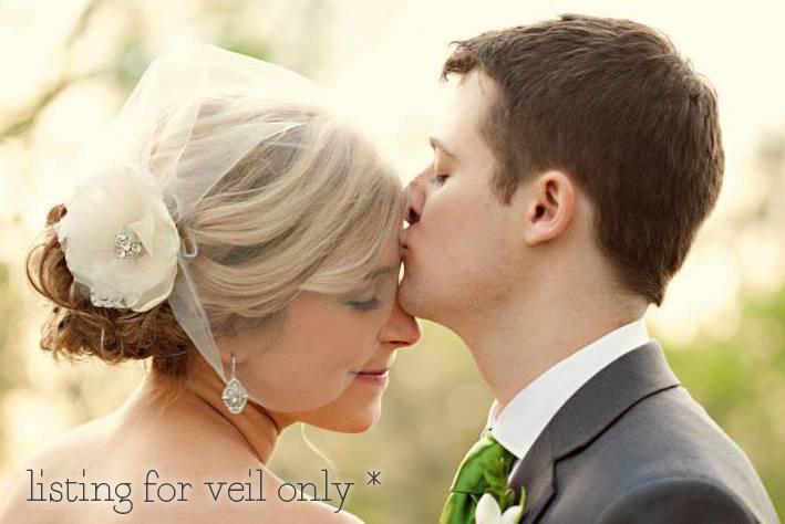 Wedding - Tulle Birdcage Veil, Vintage Style Short Wedding Veil, Ivory White Bridal veil