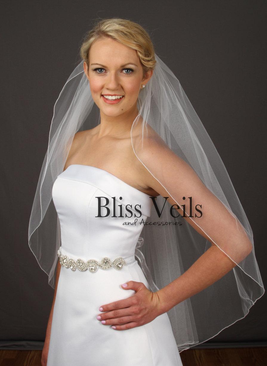 Hochzeit - 1 Tier Fingertip Length Wedding Veil, Ivory Bridal Veil, Wedding Veil
