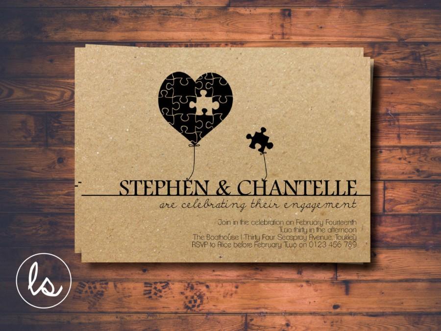 Wedding - Puzzle Invitation ~ Balloon Invitation ~ Engagement Invitation ~ Kraft Paper Invitations ~ Printed Invitations ~ DIY PRINTABLE